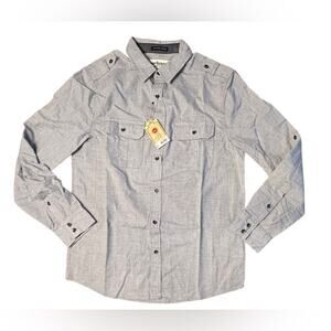 Urban Pipeline Collared Western Modern Shirt MEDIUM $50‎ NWT Gray Flap Pockets